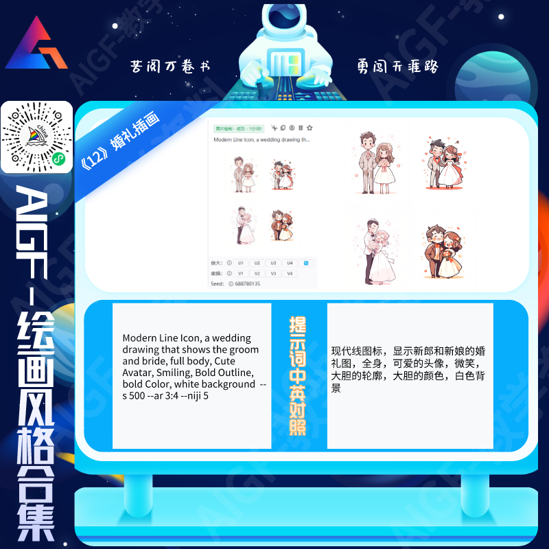 Midjourney制作新婚卡通照